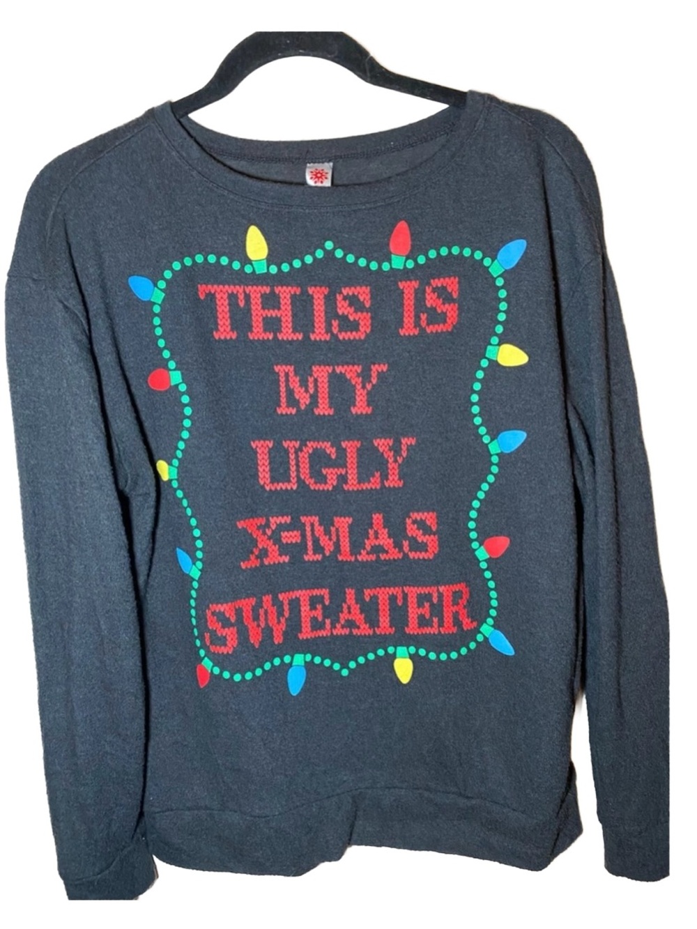 This Is My Ugly Xmas Sweater Black Sweater Holiday Junior Size 7-9